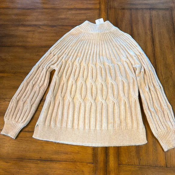 NWT Crown & Ivy Chunky Mock Turtleneck Sweater in Heather Oat,XL,Ski Snow Vacay - Picture 2 of 9